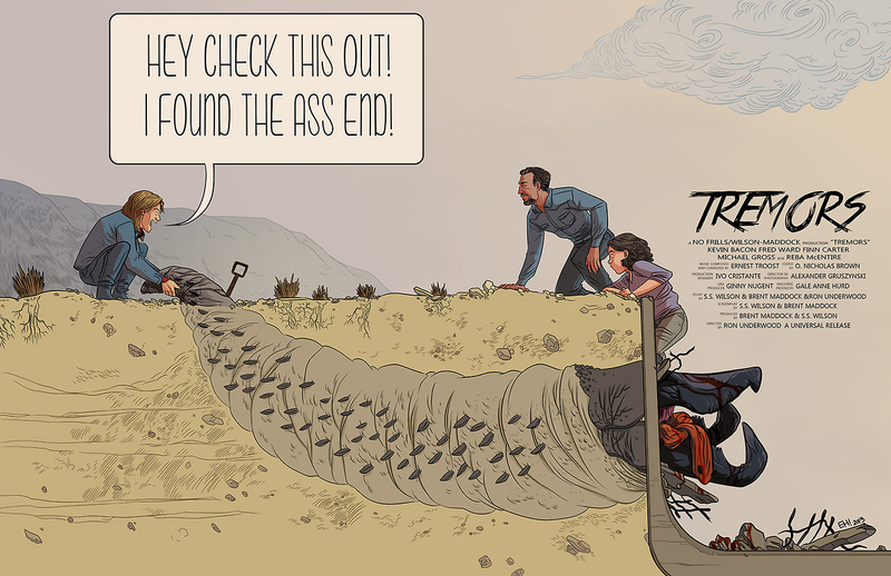 Illustration for article titled That Dune post below reminded me of this great Tremors poster